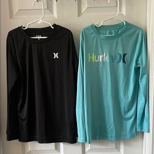 Hurley Kids Swim Rashguards - Black and Aqua